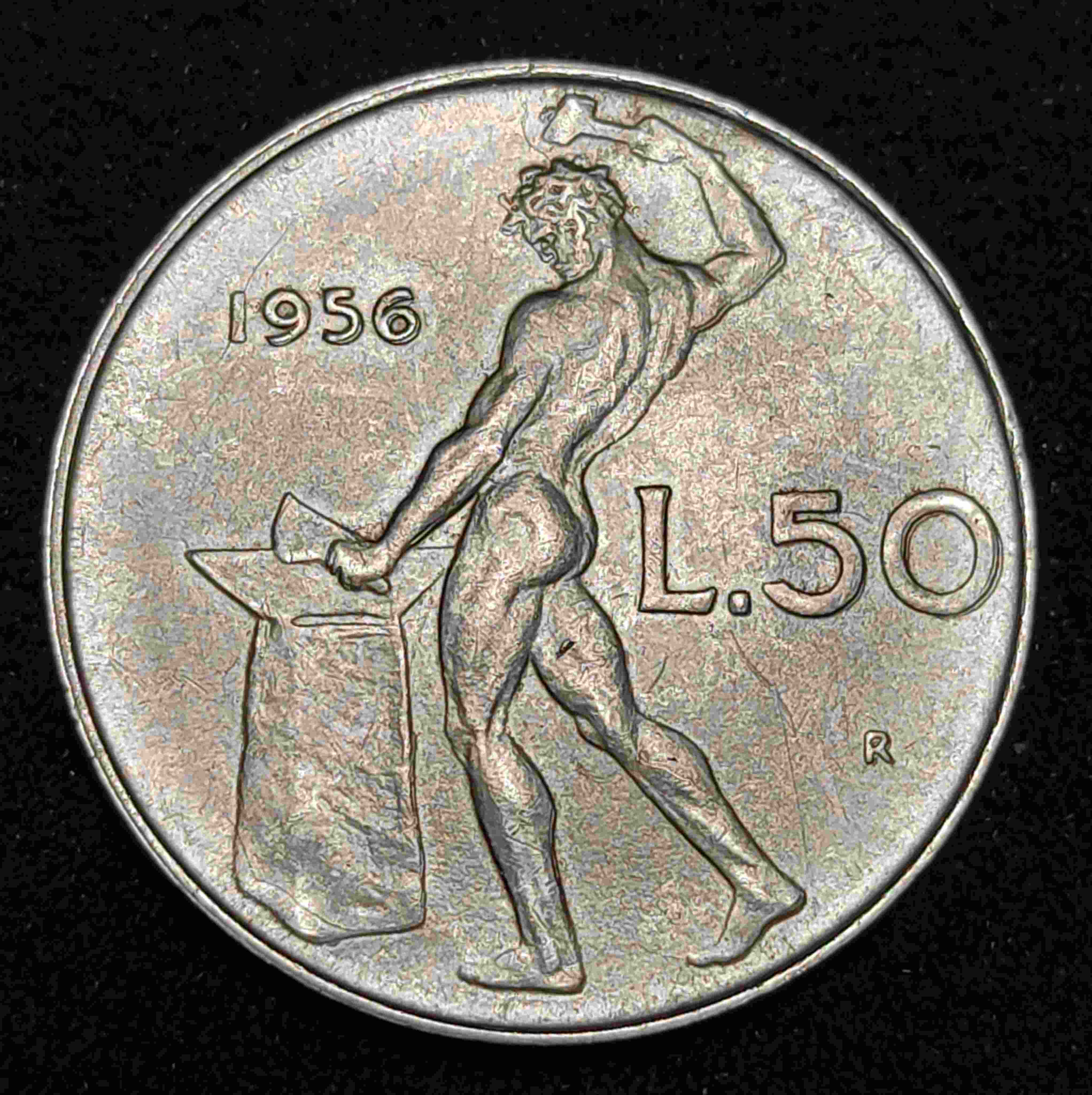 50-Lire-1956-Italy--Patina-